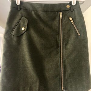 J Crew army green wool mini skirt size 00